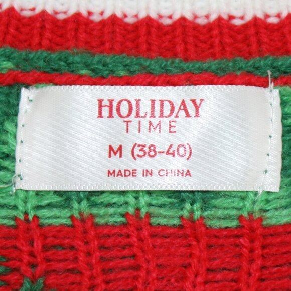 HOLIDAY TIME Sweater Christmas Ugly Velour Cow Reindeer Antler Green Unisex M - Picture 5 of 11